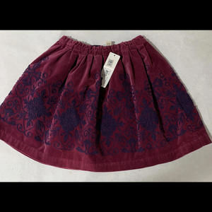 Fleur Des Champs Skirt 4/5 Girls Beet Purple Embroidered Velvet Skirt Kids NWT